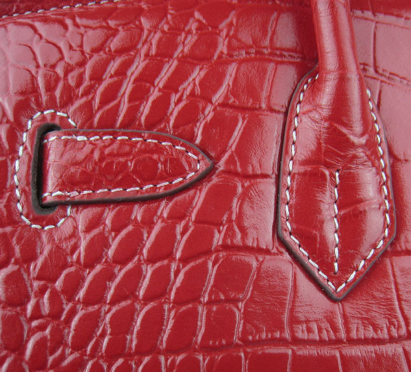 Replica Hermes Birkin 30cm Crocodile Veins Bag Red 6088 On Sale - Click Image to Close